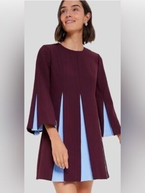 Tuckernuck Merlot Griffiths Bell Long Sleeve Colorblock Dress